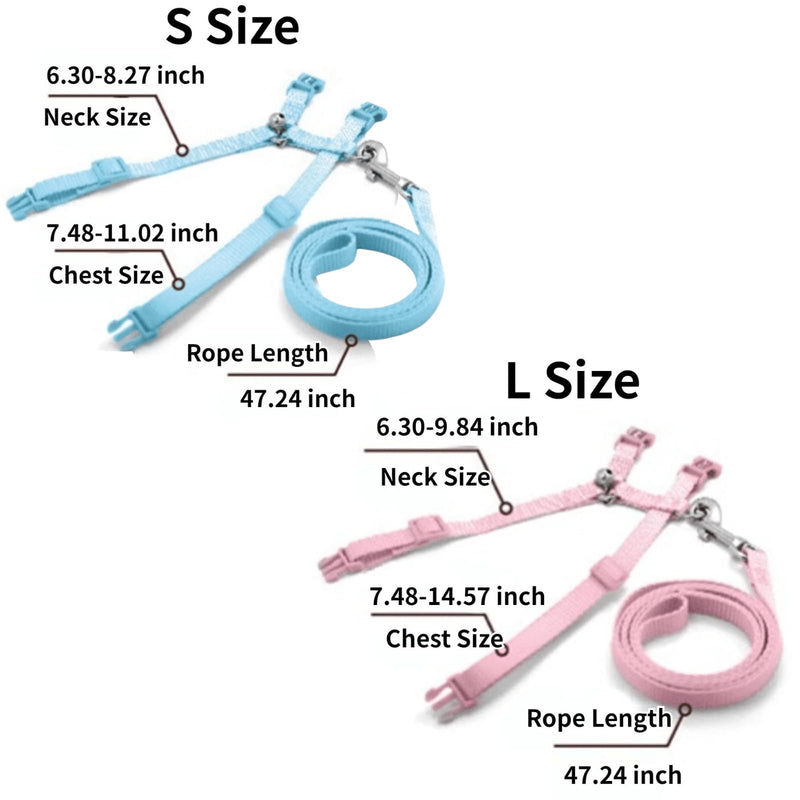 Rabbit Bunny Harness with Leash Adjustable Soft Nylon Harness Rabbit Vest Harness Lead Leash Pink Blue Lead Leash All Season for Small Animals (Blue,S) S - PawsPlanet Australia