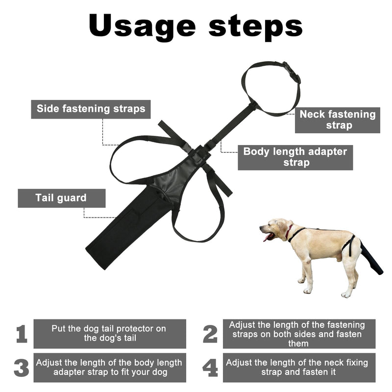 Dog Tail Protector, Dog Tail Guard Dog Tail Cover for Wounds Black Dog Harness with Tail Guard Dog Tail Protector Sleeve (Size L) - PawsPlanet Australia