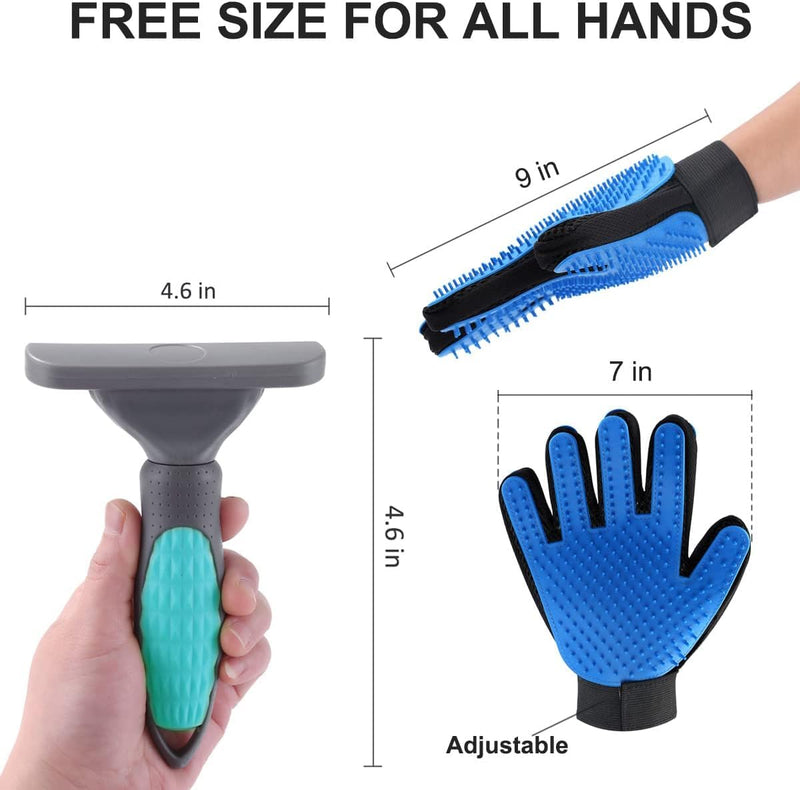 Dog Brush for Shedding Short Haired Dogs, Undercoat Deshedding Tool Set, Gently and Effectively Remove Loose Hair and Reduce Shedding, Includes a Brush and a Double-sided Silicone Glove - PawsPlanet Australia
