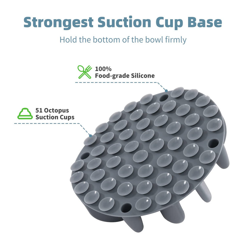 Jaoul Slow Feeder Dog Bowls Insert, Puzzle Slow Feeder with 51 Octopus Suction Cups for Medium Large Size Dog Bowls Over 6.5" Wide (Grey) Large(5.5 inch) Grey - PawsPlanet Australia