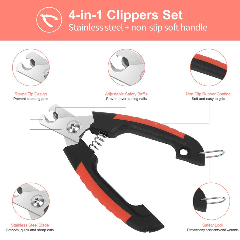 Penzance Dog Nail Clippers Trimmer Set - Quick Safety Guard to Avoid Over-Cutting, Stainless Steel Razor Sharp Blades, Sturdy Non-Slip Handles, Storage Bag and Nail File, Professional Pet Grooming