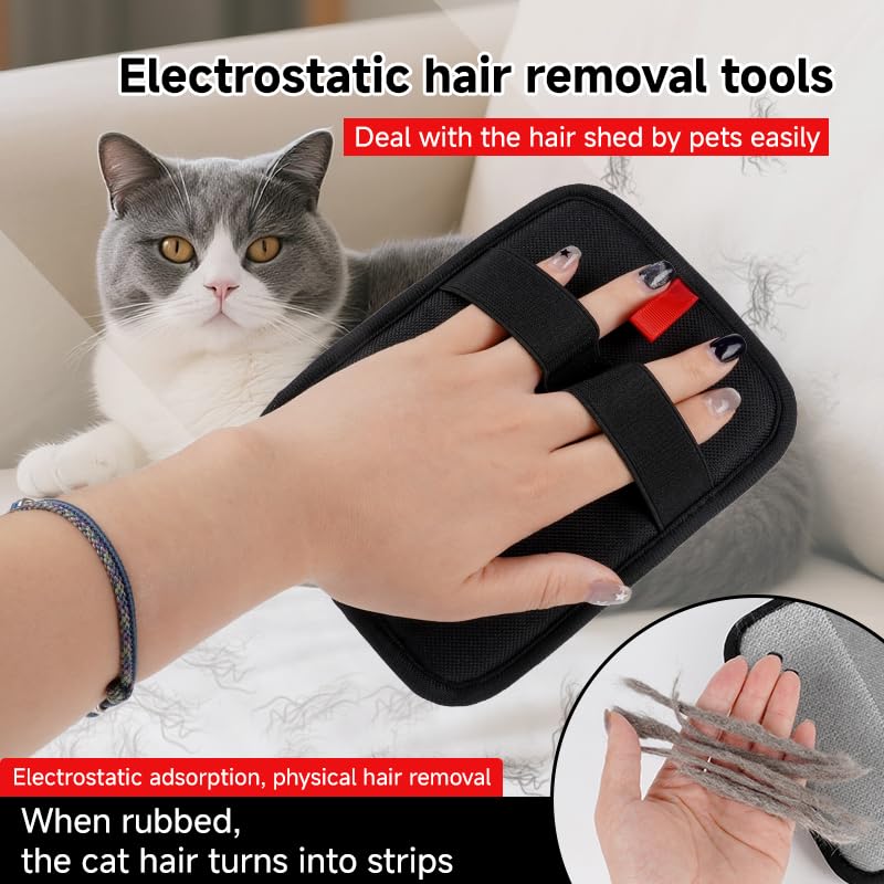 2-Pack Pet Hair Remover, Electrostatic Pet Hair Removal Gloves, Reusable Cat & Dog Hair Remover for Couch, Furniture, Carpet, Curtain, Upgraded Animal Fur Removal Tool - PawsPlanet Australia