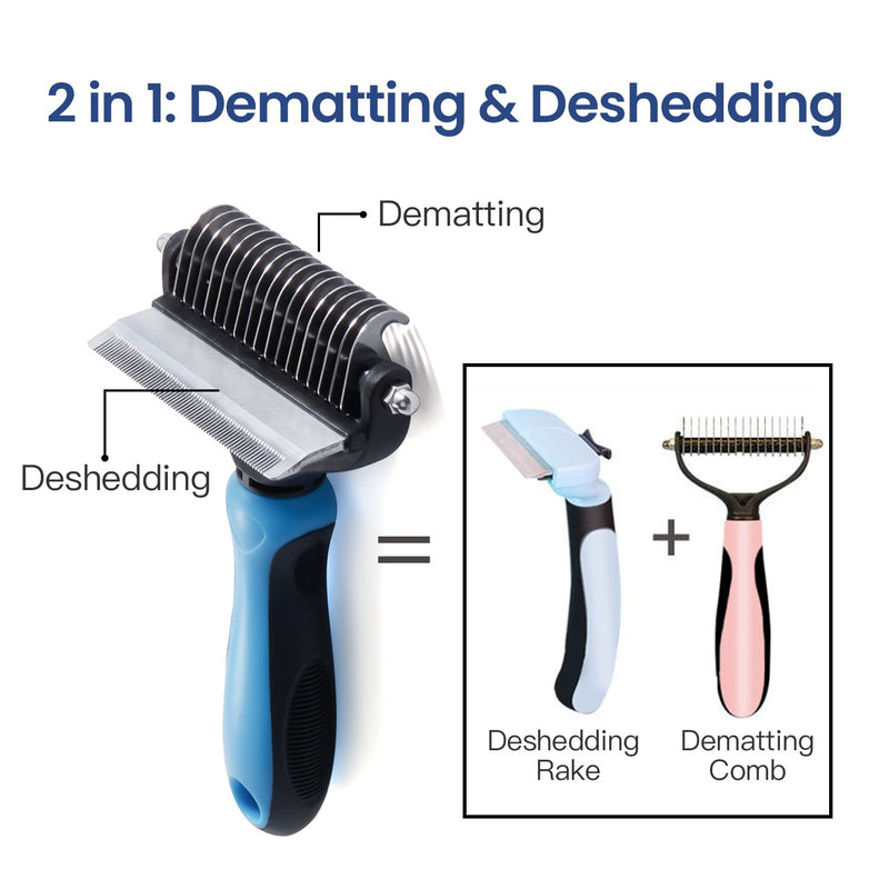 Potaroma Versatile Pet Grooming Brush, Double Sided Shedding and Dematting Undercoat Rake, Reduces Shedding by up to 95% Professional Deshedding Comb Tool for Dogs and Cats (Medium) Medium - PawsPlanet Australia