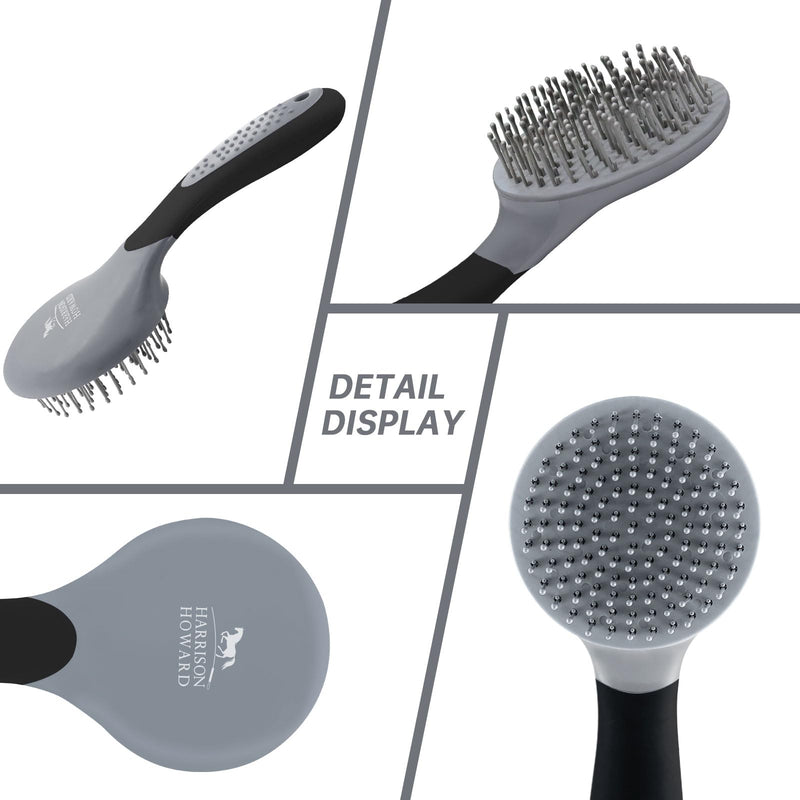 Harrison Howard Horse Mane and Tail Brush - Professional Grooming Brush, Equestrian Detangler, Non-Slip, Black - PawsPlanet Australia