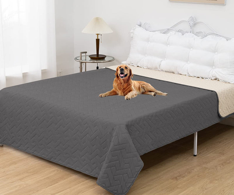 fuguitex Waterproof Dog Bed Cover Couch Cover for Pet Anti-Slip Cat Mat Pet Pad Blanket for Sofa Chair Recliner Bed Furniture Protrctor Dark Grey 50x80 Inch (Pack of 1) - PawsPlanet Australia