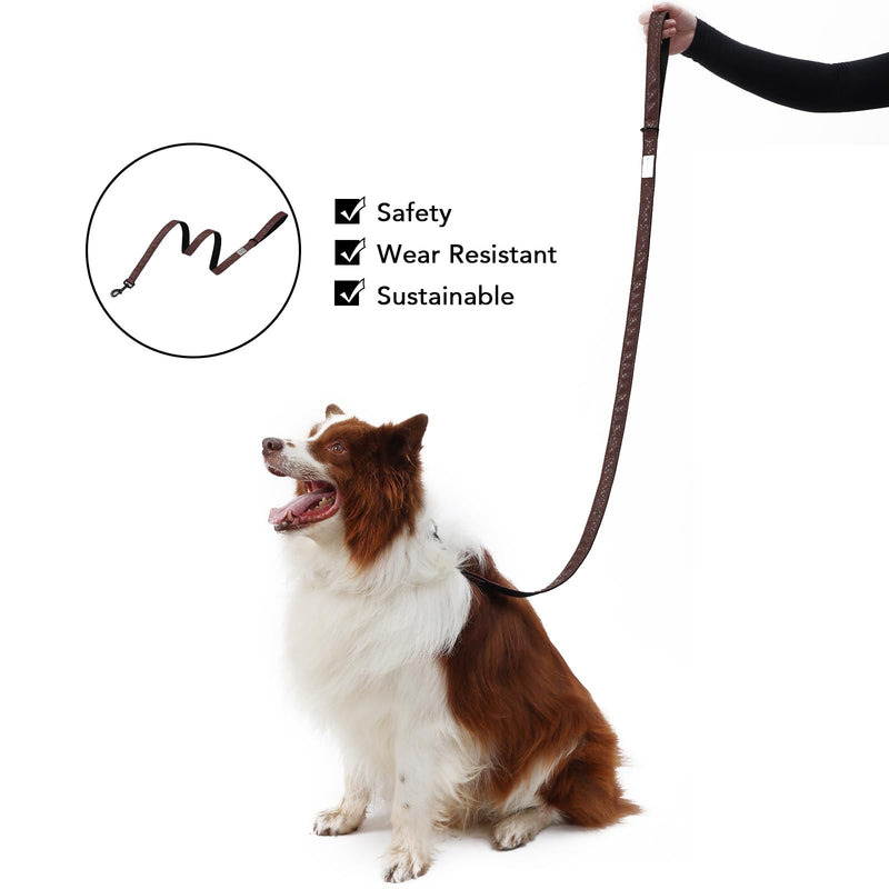 Dog Collar and Leash Set,Adjustable Durable Dog Collars with Lock Buckle,Soft Leather Pet Collars for Medium,Large Dogs,Mocha mocha - PawsPlanet Australia