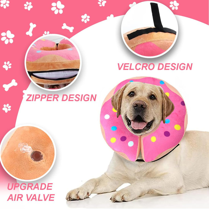 PVC Inflatable Dog Collar Elizabeth Circle, Protective Collar for Pets, Anti-Leak Protection After Surgery (Pink, S, for Dogs)