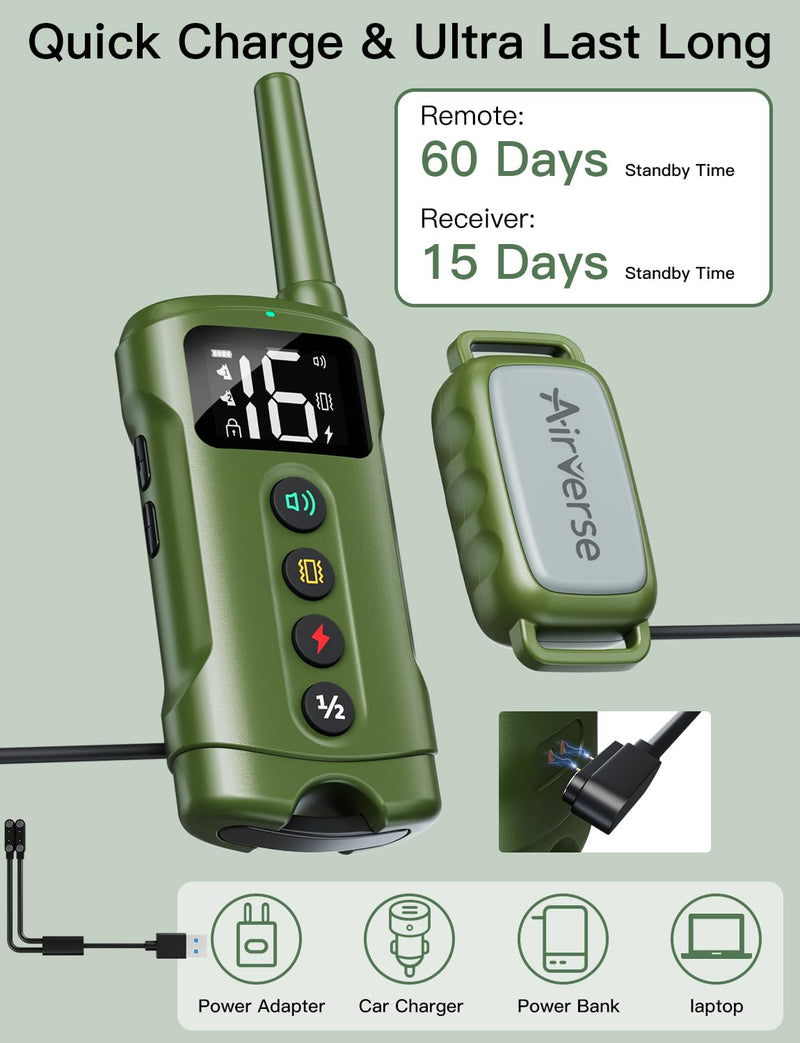 Dog Shock Collar 2 Dogs - 3300 ft Waterproof Dog Training Collar with Remote, 3 Modes Electric Dog Training Collar for All Breed Sizes,Beep/Vibration/Humane Shock (1-16 Levels) Avocado Green 2-Pack - PawsPlanet Australia