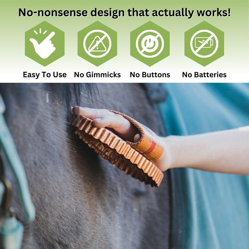 Kawell USA Oval Face Curry Comb Brush for Horse Grooming and Coat Care with Grip Handle - PawsPlanet Australia