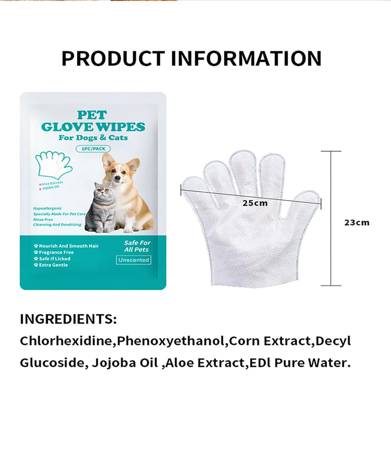 AQUASAFE Pet Bath & Cleaning Gloves for Allergy Prevention & Deodorizing | Thick, Moisturizing Wipes with Aloe & Vitamin E | No Rinse Needed for Daily Care, Travel, Grooming (6PCS) 6PCS - PawsPlanet Australia