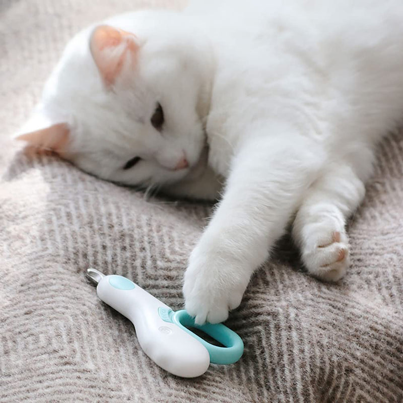 Leo's Paw Cat Nail Clipper with LED Light for Safe Cat Claw Trimming Professional Feline Trimmer & Cat Claw Clipper with Sharp Stainless Steel Blades and Childproof Lock Suits All Small Animals (Mint) Mint - PawsPlanet Australia