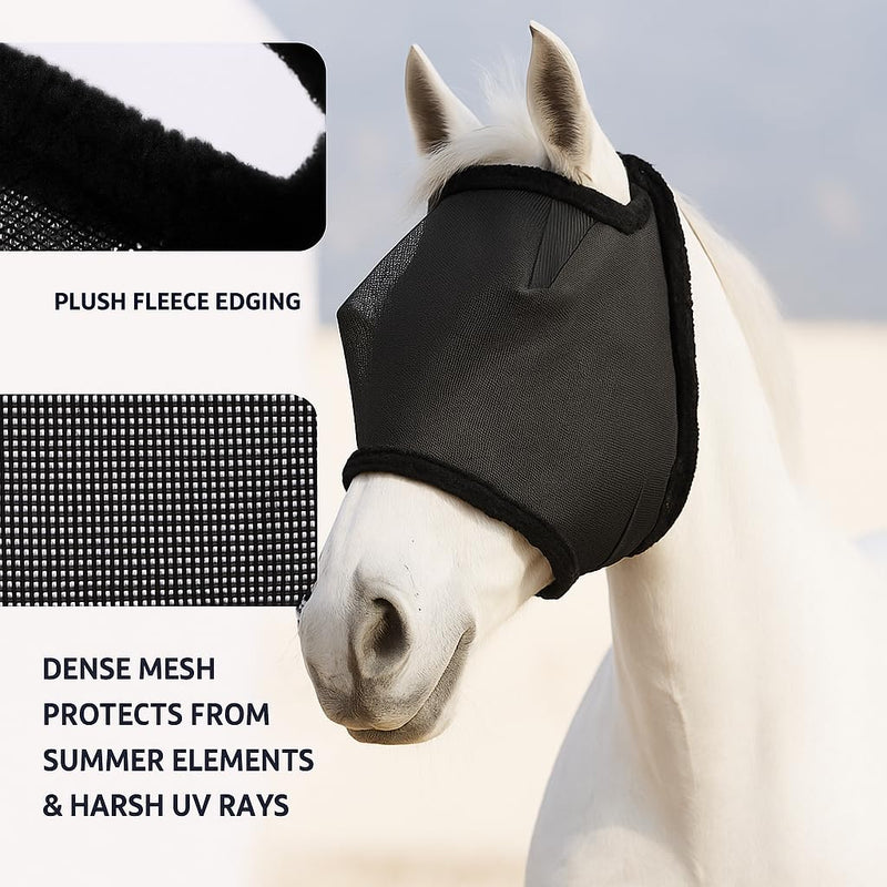 Horse Fly Mask with UV Protection – Breathable & Adjustable Fly Masks for Horses, Ponies, Miniature Foals, Drafts, Arabians, Cob and Full Sizes Comfortable Mesh Face Cover (Light Blue, One Size) Light blue