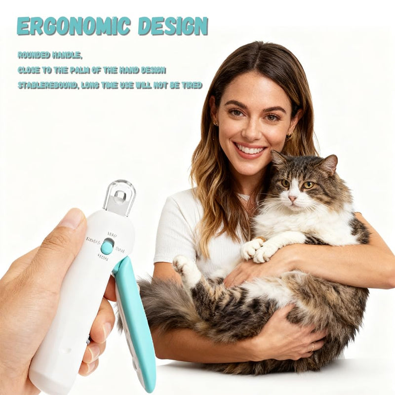 Cat Nail Clipper with Hidden File & Debris Catcher -Gentle Round-Hole(1–3.5 mm)，Trimmer for Kittens & Indoor Cats | Anti-Splash Claw Cutter for Grooming (Blue) Blue