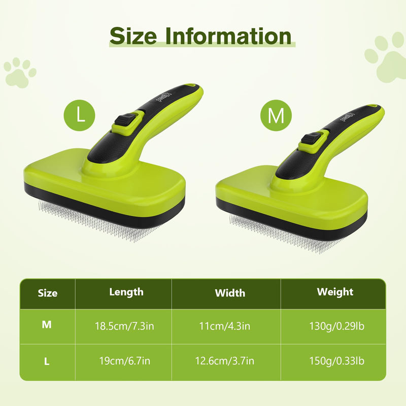 pecute Slicker Dog Brushes,Self Cleaning Pet Grooming Brush- Removes 90% of Dead Undercoat and Loose Hairs,Suitable for Medium and Long Haired Dogs Cats(Large, Upgraded Button) L Green Upgrade - PawsPlanet Australia