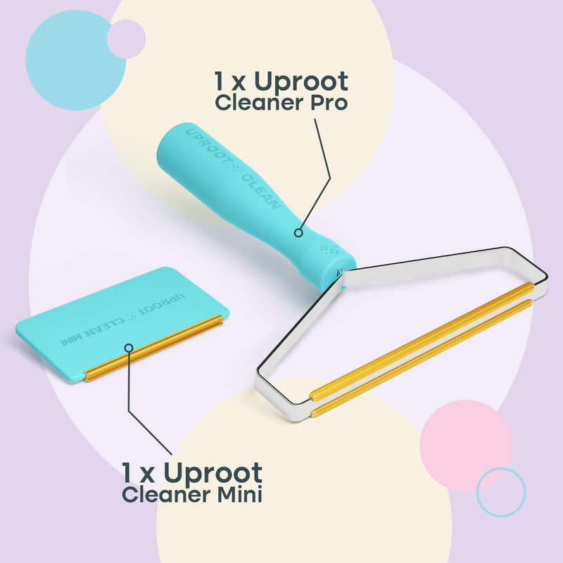 Uproot Cleaner Pro Pet Hair Remover & Mini - Dog Hair Remover Multi Fabric Edge & Carpet Scraper - Cat Hair Remover for Couch, Pet Towers & Car Detailing - The Hairy-Situation Survival Kit! Pro & Mini - PawsPlanet Australia