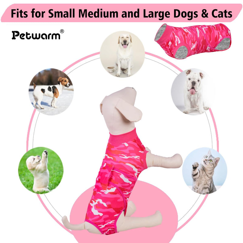 PetWarm Dog Surgery Recovery Suit Male, Pet Surgical Recovery Onesies Suit Surgery Suit for Dogs Professional Dog Abdominal Wounds Bandages, Camouflage Pattern, Pink, S Small