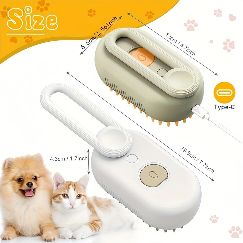 Cat Hair Steam Brush for Shedding，Cloud Care Cat Brush, 2024 Best Cat Steam Brush, Pet Steam Brush, 3-in-1 Self-Cleaning Cat Brush with 360° Rotating Arm, Detachable Silicone Bristle Head (White) White - PawsPlanet Australia