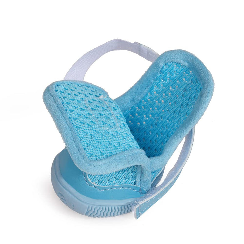 Hdwk&Hped Small Dog Boots, Breathable Mesh Summer Dog Shoes Pink Stylish PU Dog Girl Booties with Durable Non-Slip Rubber Sole (Solide Style - Blue, #3 (6~10lb)) Solide Style - Blue #3 (6~10lb) - PawsPlanet Australia