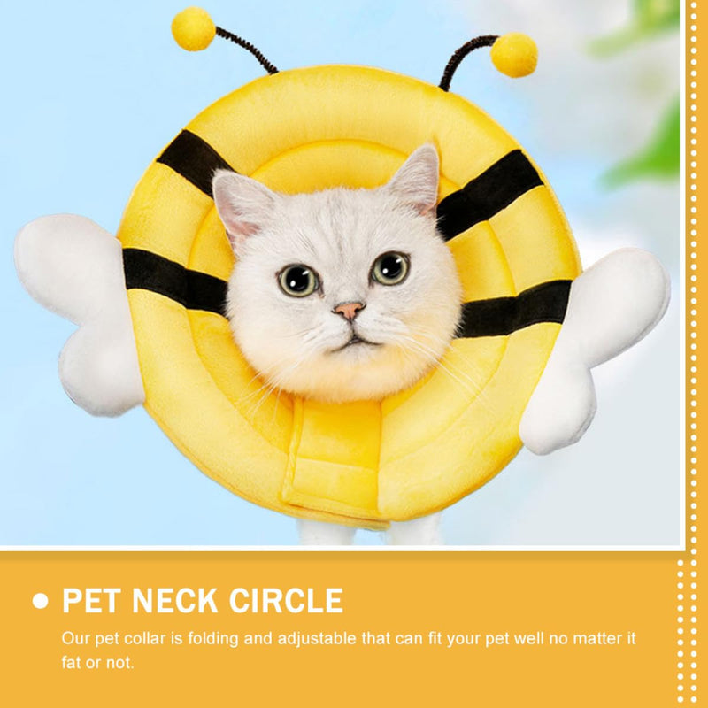 FRCOLOR Adjustable Cotton Collar for Dogs and Cats with Bee-Shaped Design Comfortable Protective Collar Against Licking and Scratching After Surgery