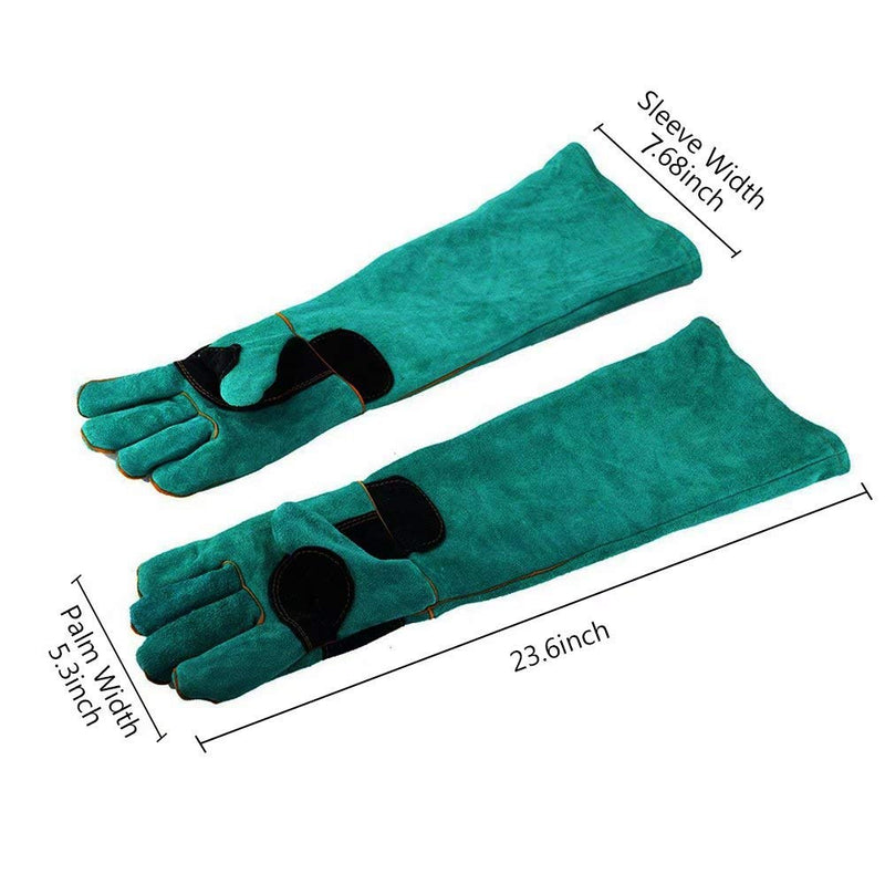 YBB Animal Handling Anti-bite/Scratch Gloves for Dog Cat Bird Parrot Pet (Green) Dark Green - PawsPlanet Australia