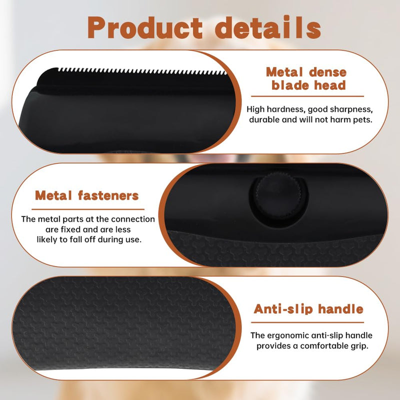Deshedding Dog Brush Dog Grooming Brush for Shedding Pet Hair Removal Tool for Cats, Dogs, Horses(Color:Black) black
