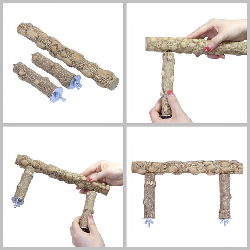 Bird Perch Stand, Bird Cage Top Perch Gym,Natural Wood Parrot Branch for Small Medium Large Parrot (S) S