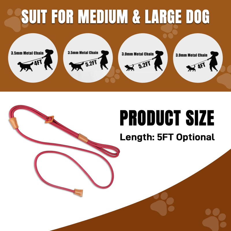 Slip Leads for Dogs, No Pull Rope Dog Harness, Collar Leash and Harness All in One, Adjustable Pet Training Lead for Walking, Dog Leashes for Small Medium Large Dogs, 5ft Red - PawsPlanet Australia