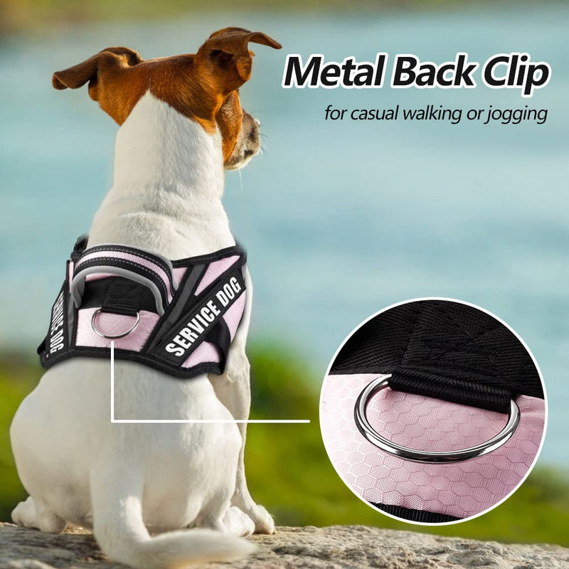Dog Vest Harness and Patches Set, Animire in Training Service Dog Harness with 10 Dog Patches, Reflective Dog Vest with Handle for Small, Medium, Large, and Extra-Large Dogs LARGE (Chest:26.5-36 Inch) Pink - PawsPlanet Australia
