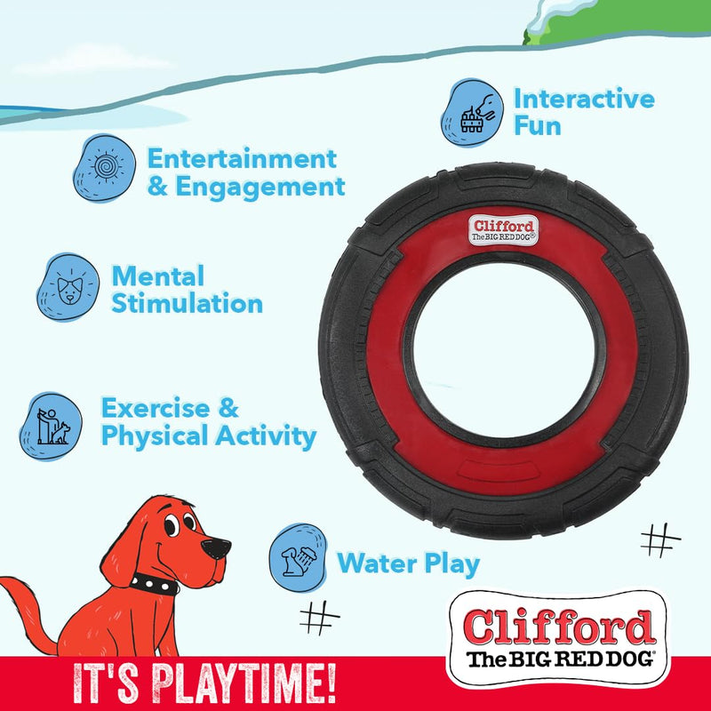 Clifford® Flying Disc Frisbee Dog Toy | 9.25" Durable Dog Frisbee | Quality, Strong Rubber Frisbee for Dogs for Fetch, Toss and Tug - PawsPlanet Australia