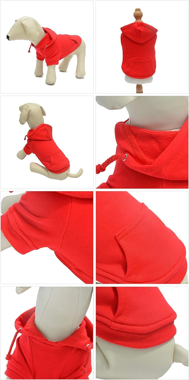 Lovelonglong Blank Basic Hoodie Sweatshirt for Dogs 100% Cotton Fits Small Medium Dachshund Large Dog Red 4XL 4XL (-80lbs) - PawsPlanet Australia