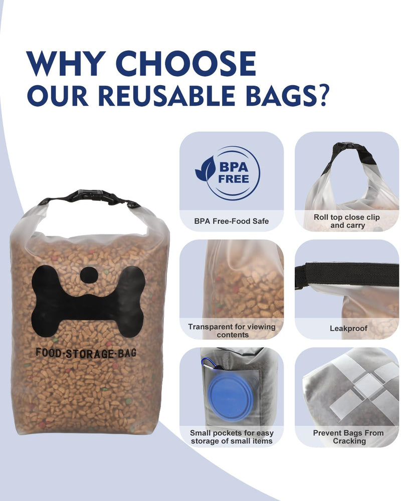 ANVS Silicone Pet Food Storage Bag,40-Cup Dog Food Travel Bag with 2PCS Collapsible Bowls, Perfect for Camping Trip, Dog Boarding, Weekend Getaways and Travel Large - PawsPlanet Australia