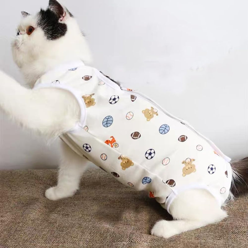 2-Pack Pet Post-Surgery Recovery Suit for Cats Dogs, Abdominal Wound Protector Anti-Licking, Soft Breathable Onesie with Adjustable Fit, Small Pets Universal Tee(Medium, Watermelon,Football) Medium