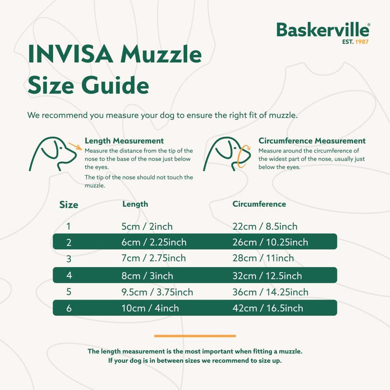 Baskerville INVISA Basket Dog Muzzle - Patented Humane Design with Facial Visibility, Padded Nose Band, Dog can Pant and Drink, Prevents Biting and Scavenging. Muzzle for Medium-sized Dogs (Size 4) - PawsPlanet Australia