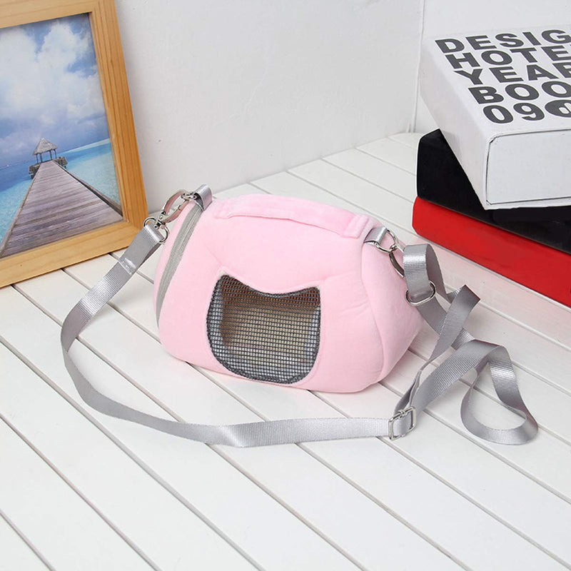 Hamster Carrier Bag Portable Outdoor Travel Handbag with Adjustable Single Shoulder Strap for Hamster Small Pets (Pink) Pink B - PawsPlanet Australia