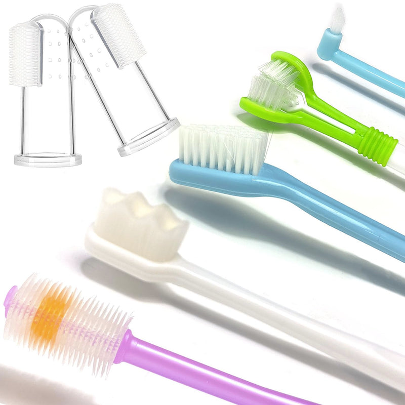 Dog Toothbrush, Finger Toothbrushes, 360 Degree Toothbrush, Triple Head Dog Toothbrushes, Double Head Toothbrush,Cleaning Brushes for Dog Cat Oral Dental Health 9Pack - PawsPlanet Australia
