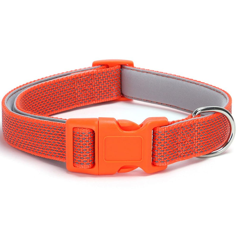 Full Reflective Dog Collar Adjustable Soft Padded Nylon Pet Collars Durable D-Ring Quick Release Buckle Working Collars for Small Medium Large Dogs (Orange, S) S : Width 5/8", Length 10-16" Orange