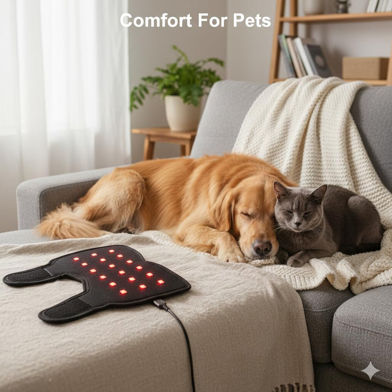 Infrared Red Light Therapy Belt for Pets - Adjustable LED Pad for Dogs & Cats, 660/850nm Red Light Therapy for Pain Relief on Body & Legs, USB Charging, Foldable & Soft