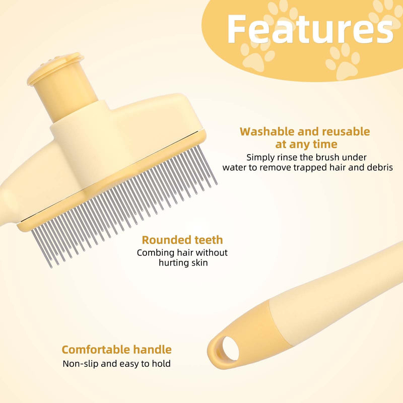 Pet Hair Remover Comb, Cat Brush with Release Button Self-Cleaning Pet Grooming Brush Tool for Shedding Tangles & Removal Loose Hair, Ideal for Dogs Cats Kitten Short & Long Hairs