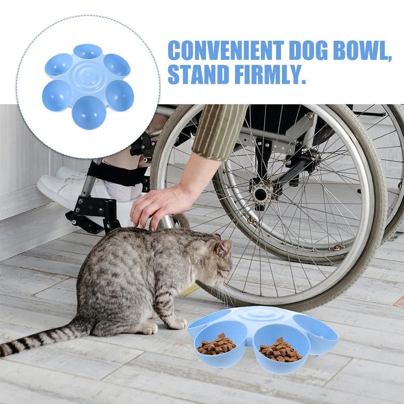 POPETPOP 2pcs Cat Food Water Bowls Plastic Dog Cat Feeder Bowls Multi- Feeder 6-Meal Kitten Food Dishes Petals Shaped Dog Bowl Blue - PawsPlanet Australia