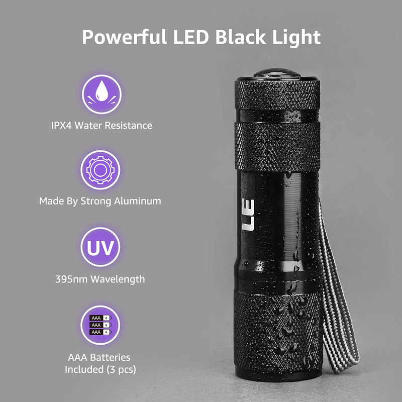 Lighting EVER Black Light Flashlight, Small UV Lights 395nm, Portable Ultraviolet Light Detector for Invisible Ink Pens, Dog Cat Pet Urine Stain, AAA Batteries Included 1 - PawsPlanet Australia