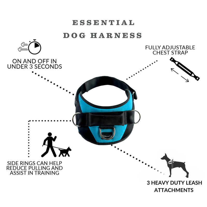 ShawnCo Essential Dog Harness, No-Pull Pet Vest with 3 Leash Clips, No Choke, Reflective, Adjustable and Padded, for Easy Walking and Training for Small, Medium and Large Dogs (Mustang Red, L) Mustang Red - PawsPlanet Australia