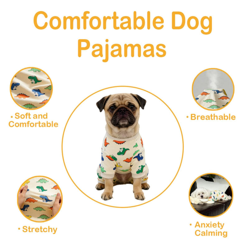 Dog Pajamas for Small Dogs,Dog Surgery Recovery Suit,L | Anxiety Calming,Sensitive Skin,Easy Potty,Shedding Control,Outdoor Protection,Machine Washable,Soft,Stretchy,Durable Dinosaur Large(7.5-13lbs)