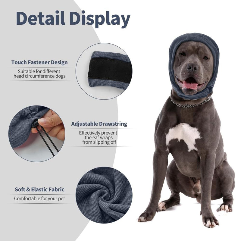 Ear Protection for Dogs, Soothing Earmuffs for Dogs, Dog Scarf for Neck, Earmuffs, Forces for Anxiety Relief and Soothing (Grey, M) gray