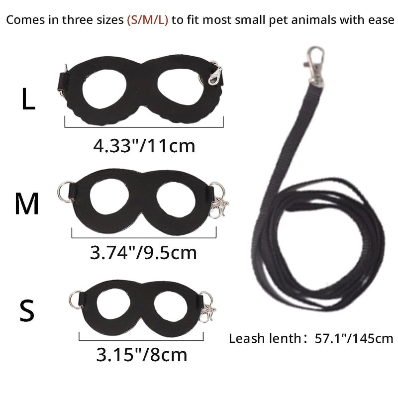 MANON ROSA Sugar Gliders Harness Leash Set - 3 Pcs Training Walking Gear Small Animal Adjustable Traction Ropes Vest for Squirrels Hamsters Rats Gerbils Reptiles Bearded Dragon Lizards Black 01 Black - PawsPlanet Australia