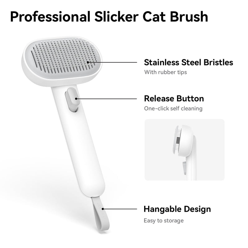Aumuca Cat Brush for Shedding, Cat Brushes for Indoor Cats, Cat Brush for Long or Short Haired Cats, Cat Grooming Brush Cat Comb for Kitten Rabbit Massage Removes Loose Fur White - PawsPlanet Australia