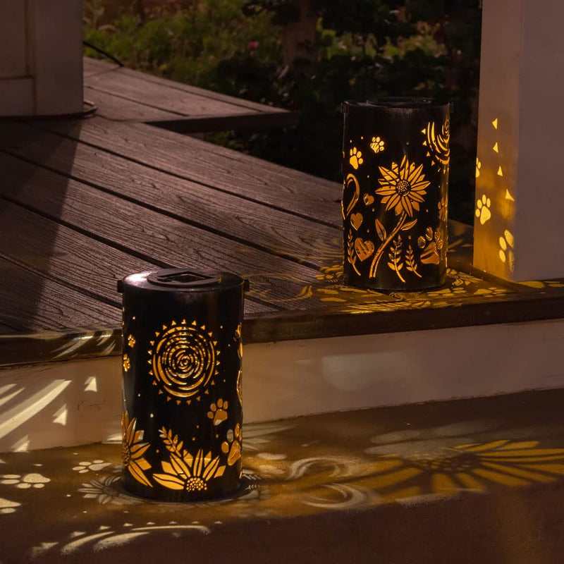 iHeartDogs Pet Memorial Gifts - Artisan Shadow Solar Lantern 'Sunflowers & Paws' - This Pet Loss Gift Feeds 7 Shelter Pets in Honor of Your Departed Pet Sunflowers & Paws - PawsPlanet Australia