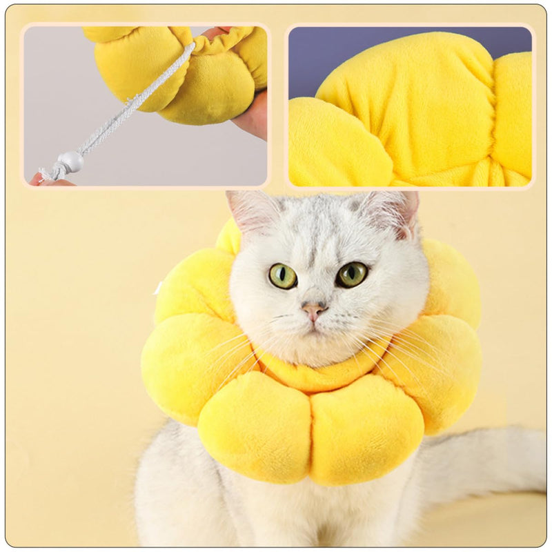 OUNONA Yellow Pet Protective and Long-Lasting Scratch Protection for Cats and Dogs, Cute and Creative Recovery Collar for Pets After Surgery
