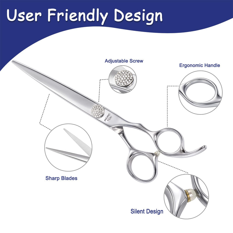 7.5'' Straight Dog Grooming Scissors with Simulation Diamond 440C Stainless Steel Easy Use Polished Pet Dog Shears for Groomers and Home Users Straight Scissors 7.5'' - PawsPlanet Australia