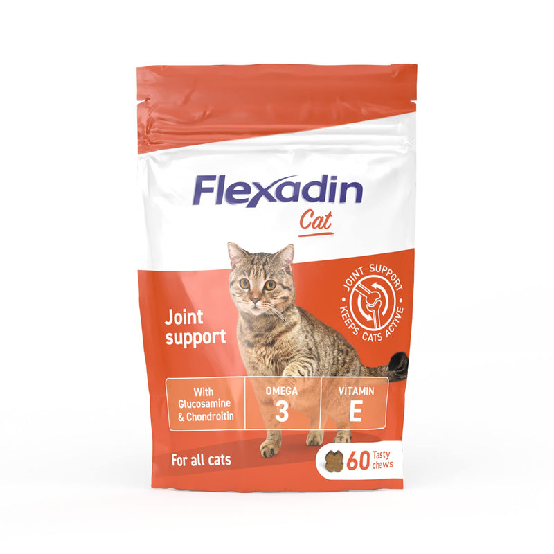 Flexadin Joint Care for Cats | Joint Supplement Chews for Cats | Aids Mobility & Flexibility | Glucosamine, Chondroitin, Omega 3 & Vitamin E | 60 Chews