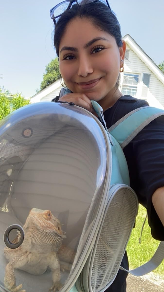 Bearded Dragon Backpack Carrier,Reptile Portable Backpack Carrier with Small Backpack Harness Leash Set,Space Capsule Clear Bubble Window Travel Backpack for Lizard Travel,Guinea Pig,Rabbit Blue New Version Backpack+BP LSH - PawsPlanet Australia